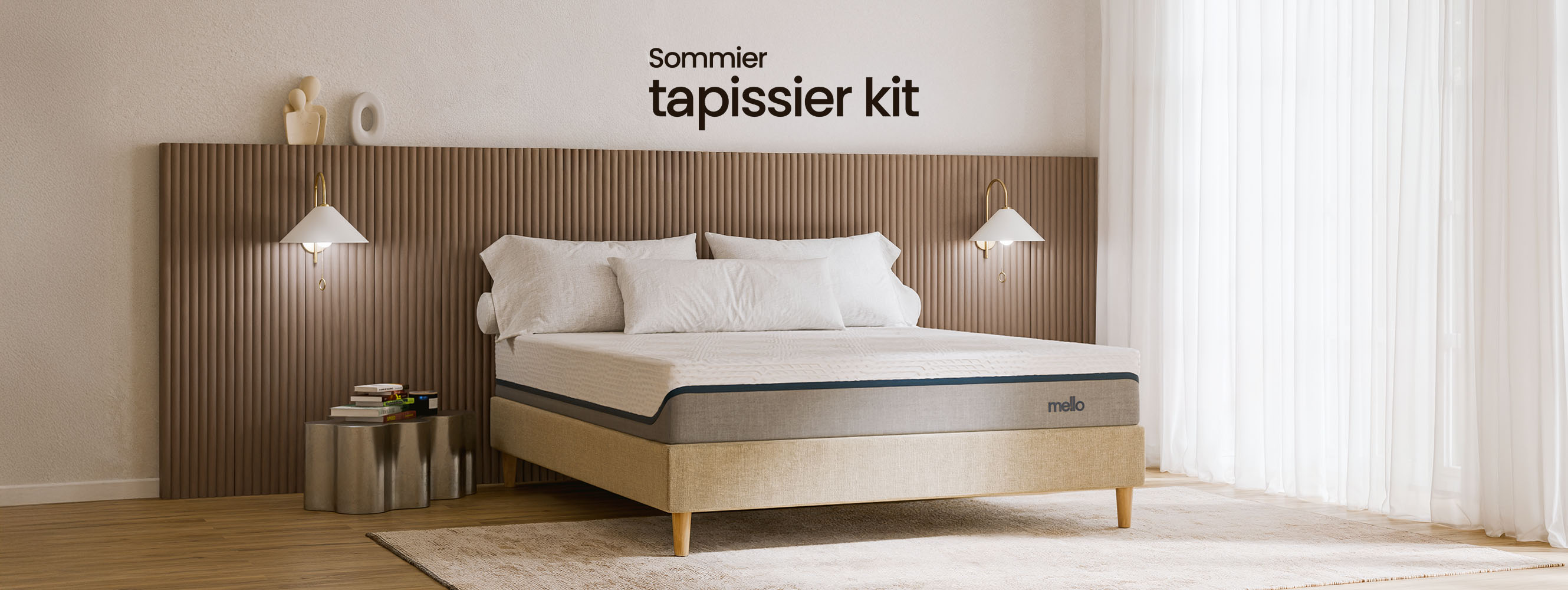 Lit velours de Mello Matelas dans une chambre élégante