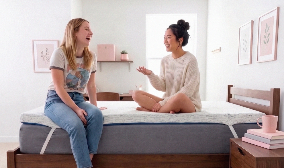 Surmatelas dans une chambre étudiante non-meublée