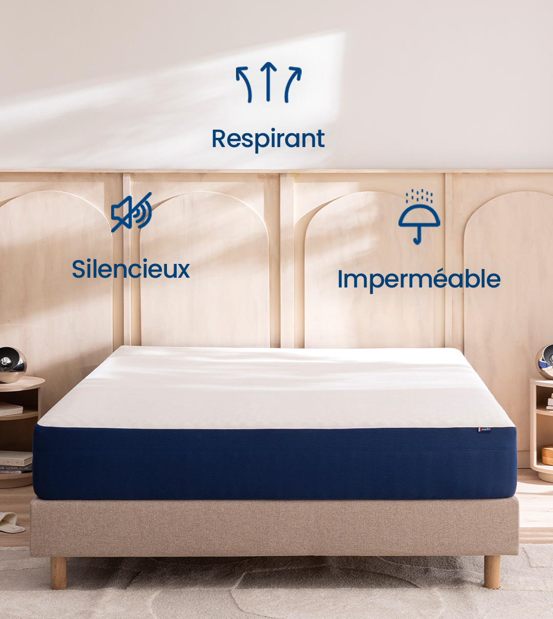 Lit velours de Mello Matelas dans une chambre élégante